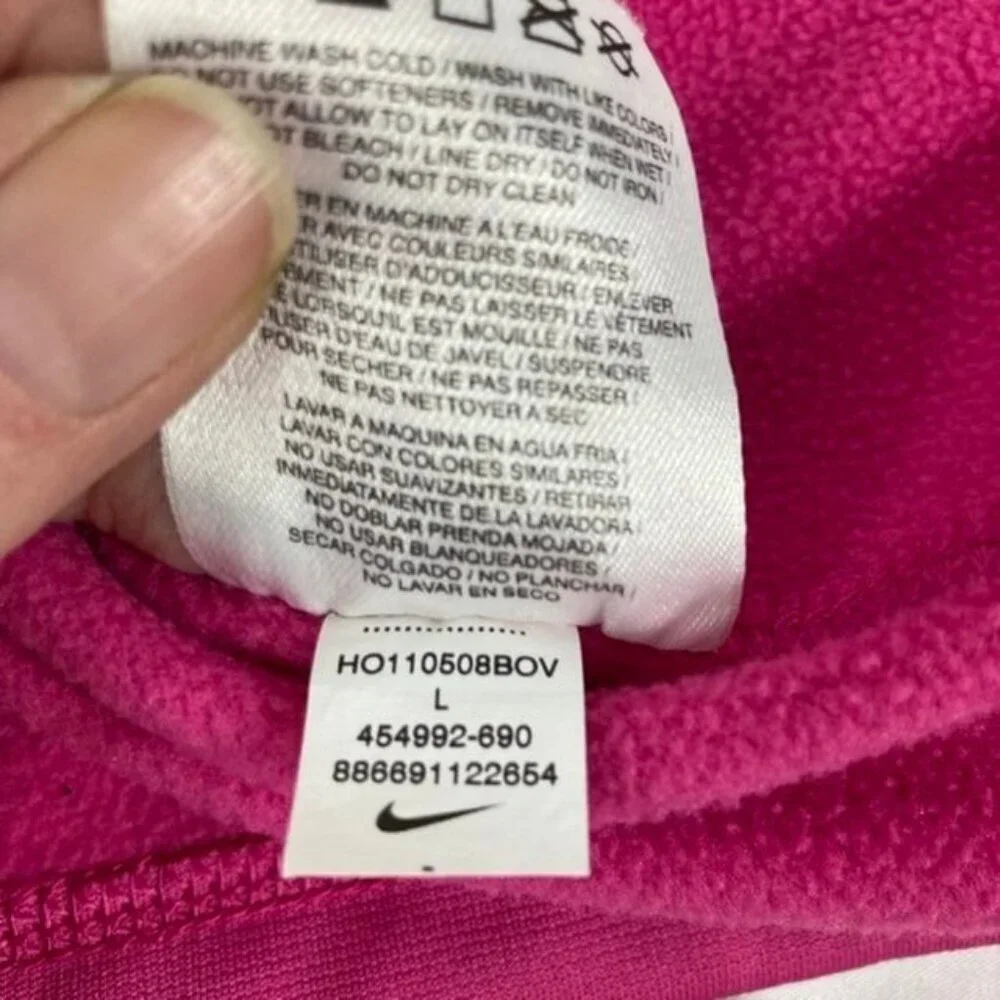 Womens Nike‎ Therma Fit Scrambled Letter Swish Hoodie Pink Green L